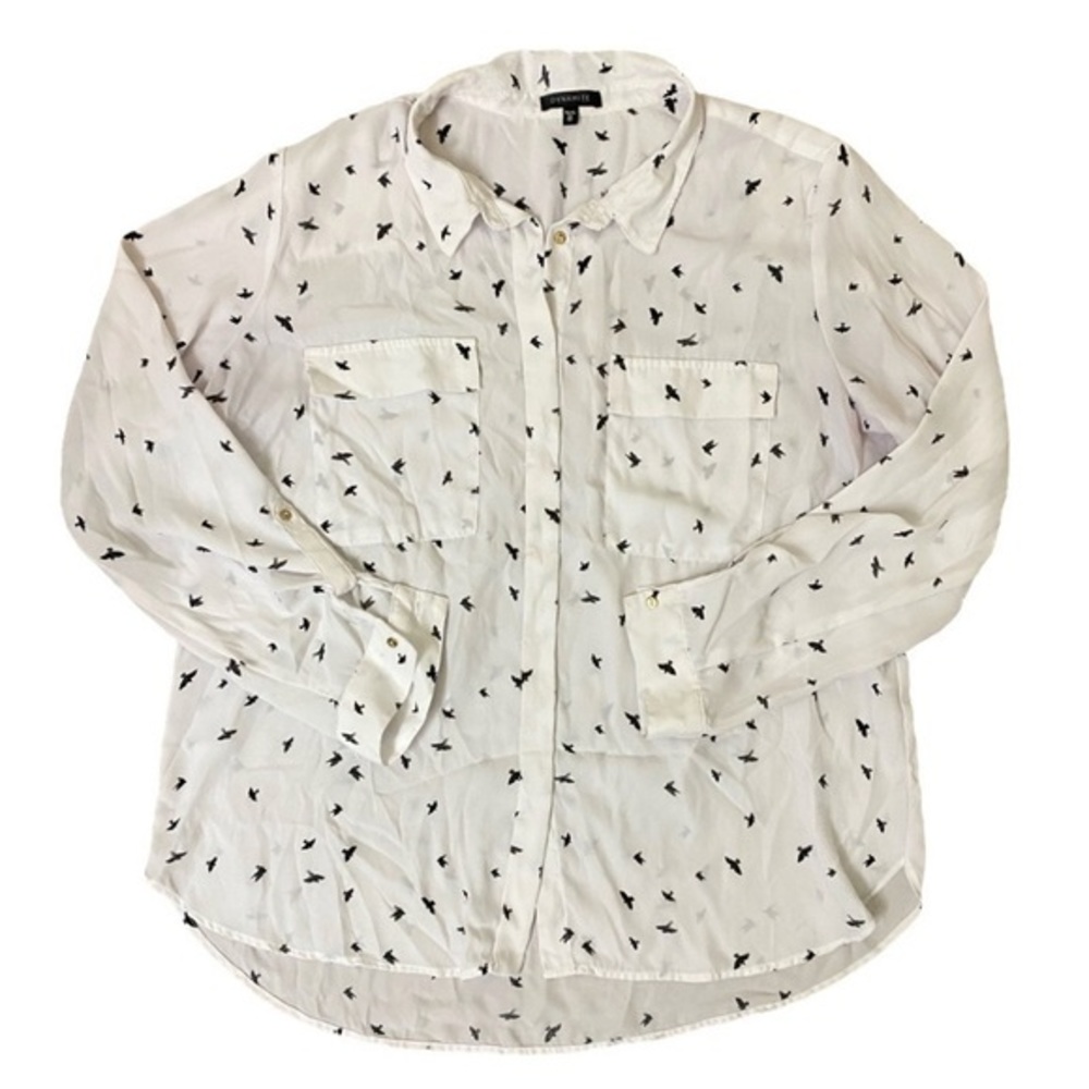 Dynamite Chiffon Patterned Button-Up Blouse - image 1